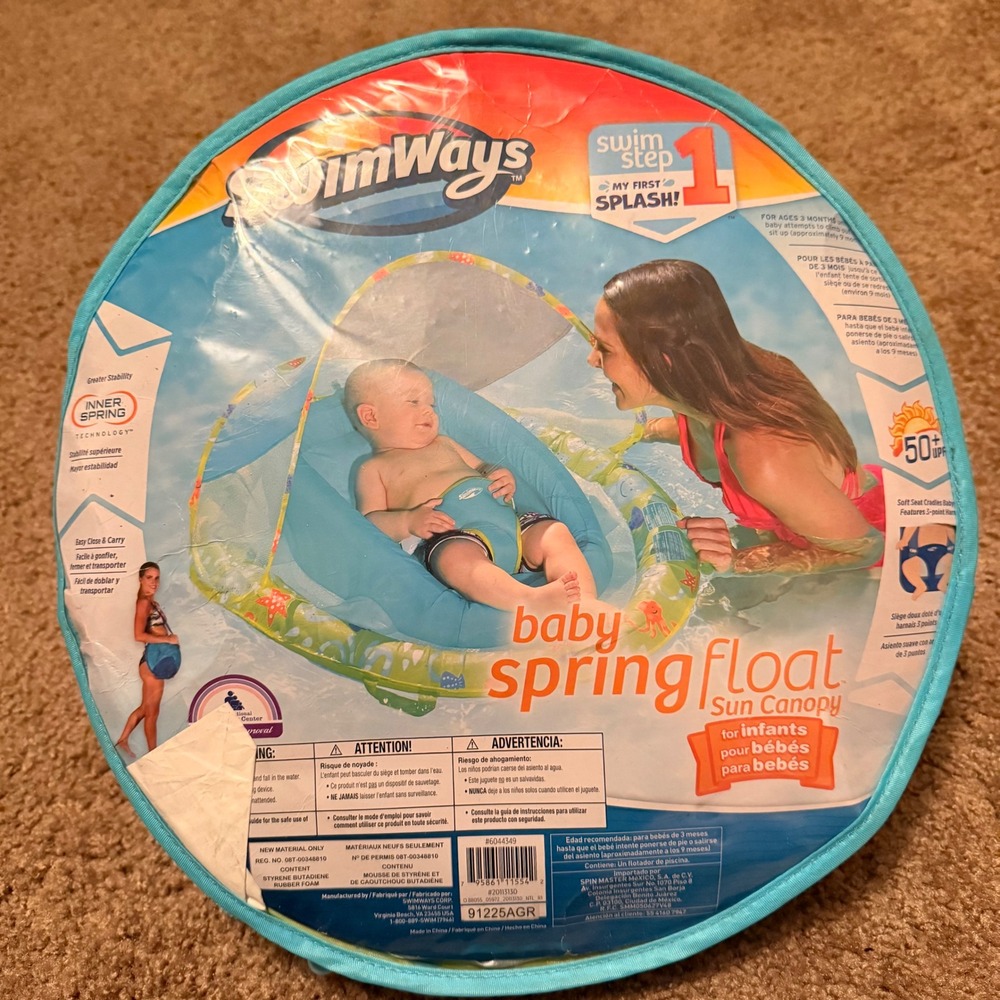 SwimWays Baby Spring Float Sun Canopy Infant Pool Float Blue